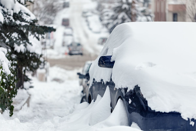 snow covered car