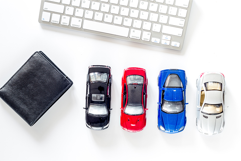 Toy cars on a desk