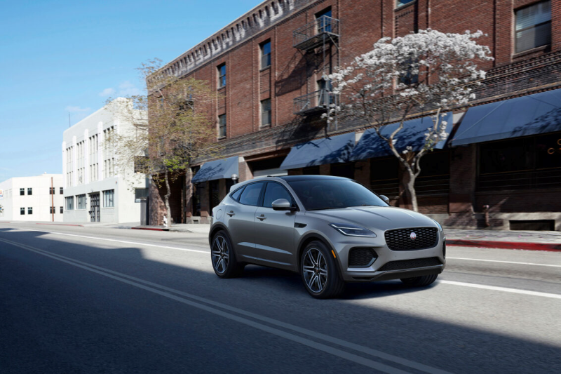 Jaguar E-Pace driving down the street